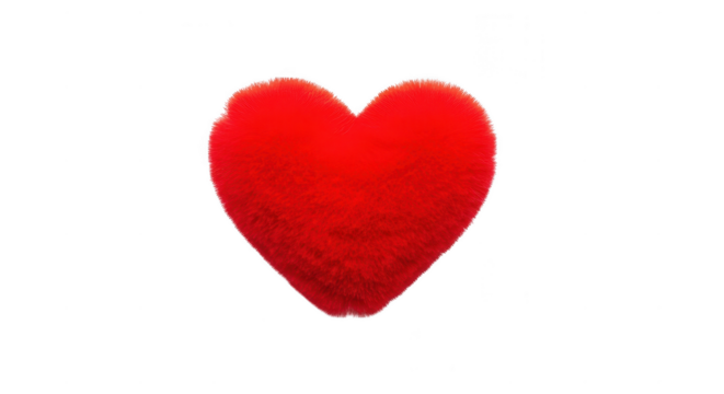 Fluffy red heart shape isolated on transparent background