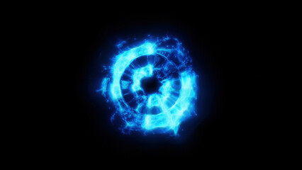 Blue Magic Shockwave – 3D Energy Ring on Black Background