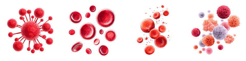 Blood Cell Illustrations: Red Blood Cells, Viruses & Microscopic Particles