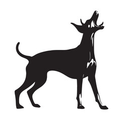 Presenting a defined Doberman Pinscher digital black image, with sharp, recognizable lines - Doberman Pinscher silhouette - Doberman Pinscher Vector - Silhouette of Doberman Pinscher - dog vector

