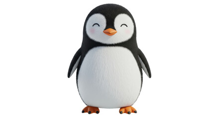 Isolated Cartoon Penguin with Smiling Face, Winter Animal