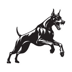 A loyal Doberman Pinscher black vector artwork, showing the breed's strong presence - Doberman Pinscher silhouette - Doberman Pinscher Vector - Silhouette of Doberman Pinscher - dog silhouette

