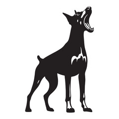 A powerful Doberman Pinscher digital black vector, ideal for various projects - Doberman Pinscher silhouette - Doberman Pinscher Vector - Silhouette of Doberman Pinscher - dog silhouette

