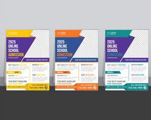 Online School Admission Flyer 2025 | Virtual Learning Registration Poster | Editable EPS Template