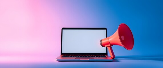 megaphone on a red background