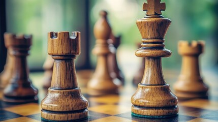 Fototapeta premium Chess pieces on a board