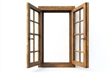 A window with a wooden frame is open