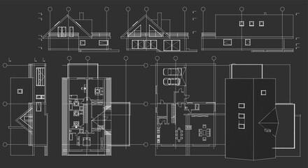 house architecture plan 3d illustration