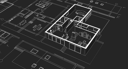 house architecture plan 3d illustration