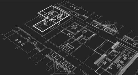 house architecture plan 3d illustration