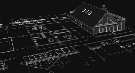 house architecture plan 3d illustration