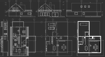 house architecture plan 3d illustration