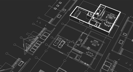 house architecture plan 3d illustration