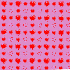 Red hearts on a purple background. Seamless repeating heart pattern. Background, repeating pattern. Traditional symbol of love. Background for cards, and amorous occasions.