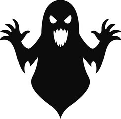 scary Halloween ghost vector illustration on transparent background