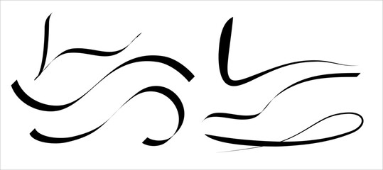 Elegant Black Decorative Swirl & Calligraphy Elements Vector on White Background.