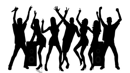 Fototapeta premium vector silhouettes of dancing people