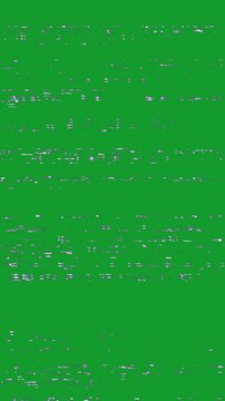 VHS glitch flickering with analog vintage TV defects and static noise. Features include VHS glitch art, bad TV signal interference, and classic screen distortion - all presented on a green screen