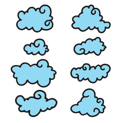 Clouds flat line icons collection. icons Vector illustration