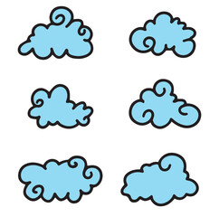 Clouds flat line icons collection. icons Vector illustration