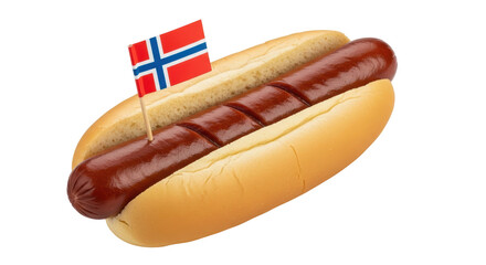Isolated Hot Dog with Norwegian Flag