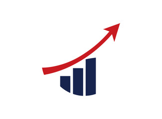 Financial Growth Logo with Bar Chart and Up Arrow Vector for Business, Investment, Accounting, Marketing, and Corporate Success