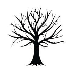 Bare Tree Silhouette with Branches Illustration