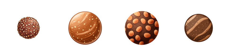 Fototapeta premium Assorted Chocolate Truffles Collection: Gourmet Dessert, Sweet Treats on White Background