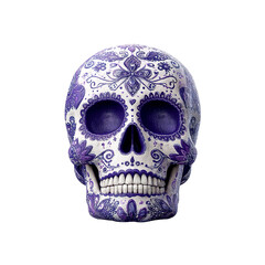 Obraz premium Ornate Purple and White Sugar Skull, Calavera Decor, Day of the Dead