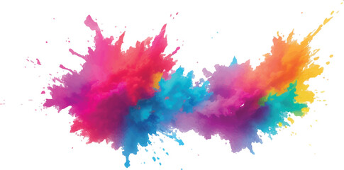 Holi Festival Paint Burst – Colorful Powder Explosion with Rainbow Pigment on Clean White Isolated Background
