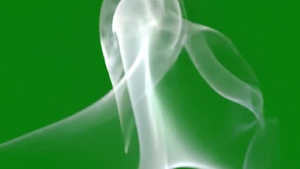 White smoke trails gently curving across a vibrant green screen background display visual element