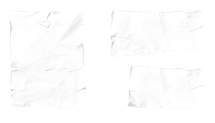 blank pages with uneven texture edges. set of ripped white paper sheets png isolated on transparent background. document or newspaper mockup 
