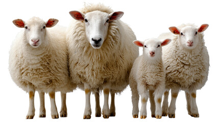 Obraz premium A Sheep Family's Portrait: An adorable family of sheep, their soft wool a testament to their gentle nature, stand close together. Their eyes reflecting a gentle acceptance.