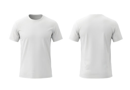 A clean white t-shirt mockup, showing both front and back views. Isolated on white or transparent background. PNG format.