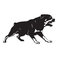 An iconic Rottweiler digital black representation, clearly identifying the beloved breed - Rottweiler silhouette - Rottweiler Vector - Silhouette of Rottweiler - dog vector

