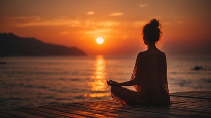 Fototapeta premium Sun pose rising slowly to feel the stillness within 