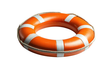 Orange Life Preserver Ring with White Stripes Safety at Sea Nautical Theme and Lifeguard Equipment