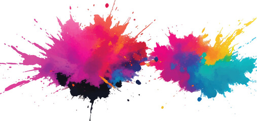 Dynamic Holi Paint Powder Explosion with Rainbow Color Dust Burst on White Background – Colorful Festival Splash Symbolizing Energy, Joy, and Artistic Expression in Motion
