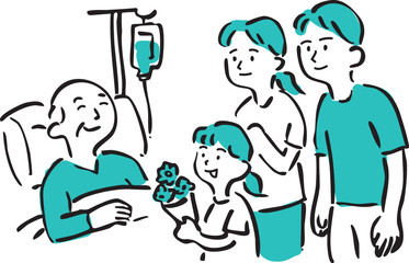 Family Visiting Hospitalized Grandfather