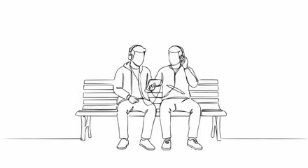 Two people are sitting on a bench, engrossed in a conversation.