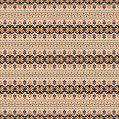 Seamless Tribal Aztec Pattern – Bold Geometric Boho Textile Design in Navy and Orange. design is perfect for fabric prints, home decor, wallpaper, wrapping paper, digital backgrounds.