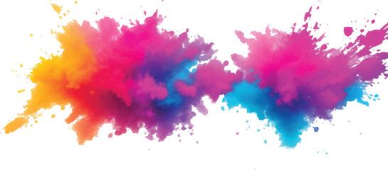 Vibrant Multicolor Powder Explosion on White Background – Bright Rainbow Holi Paint Splash with Colorful Dust Cloud in Motion, Symbol of Joy, Festival, and Artistic Creativity
