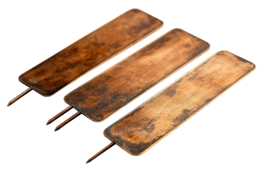 Patina Bronze Plates with Pins Close up Metal Art Antique Tool Industrial Style Copper Finish