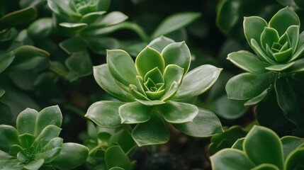 Lush Green Succulent Plants in Close-Up for Nature Lovers and Home Decor Inspiration