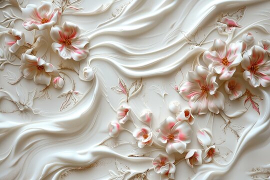 Intricate floral bas relief pattern adding a touch of elegance and luxury