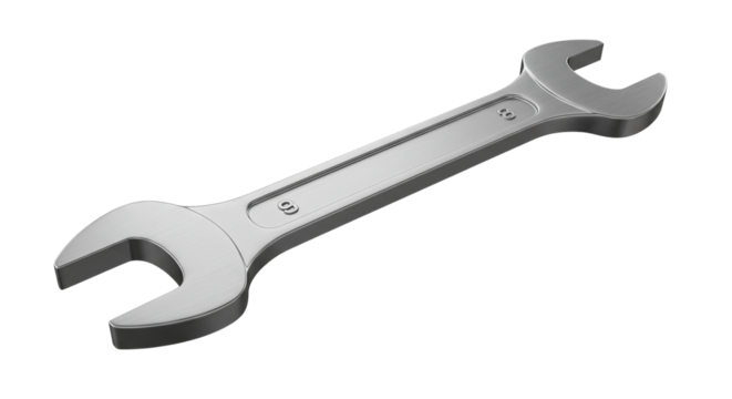 Mechanical Marvel: A close-up shot showcases a gleaming open-end wrench, exuding precision and the essence of mechanical craftsmanship. - Powered by Adobe