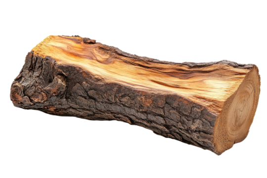 Firewood Log Cut Isolated Black Background Rustic Oak Wood Piece Lumber Timber Forest Material