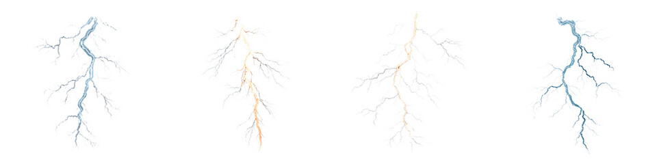 Fototapeta premium Lightning Bolt Set: Electric Spark Illustration on White Background
