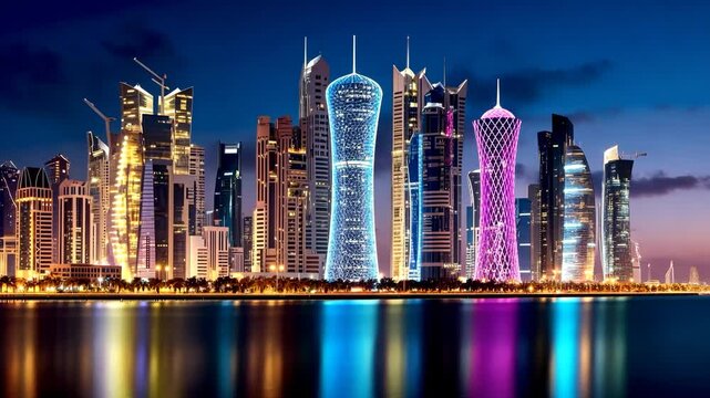 doha ciry landmark tower on background