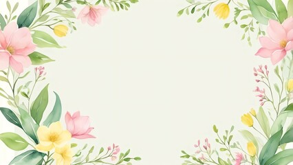 グリーン＆ピンクのかわいいリース枠｜フレームテンプレート